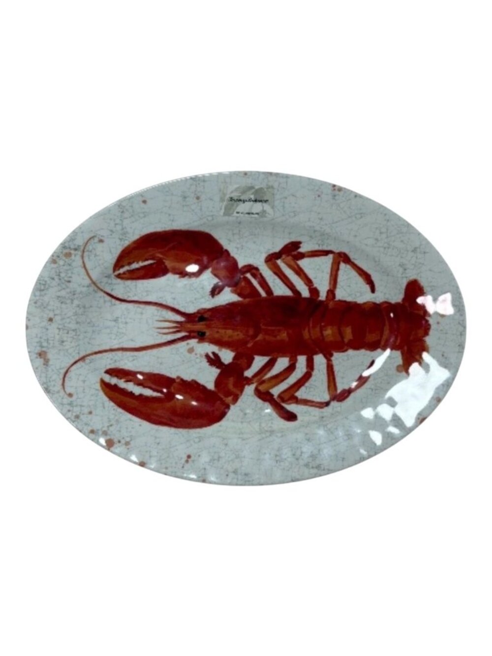 Tommy Bahama Oval Shrimp Crawfish Lobster Platter 100% Melamine Orange White Gra